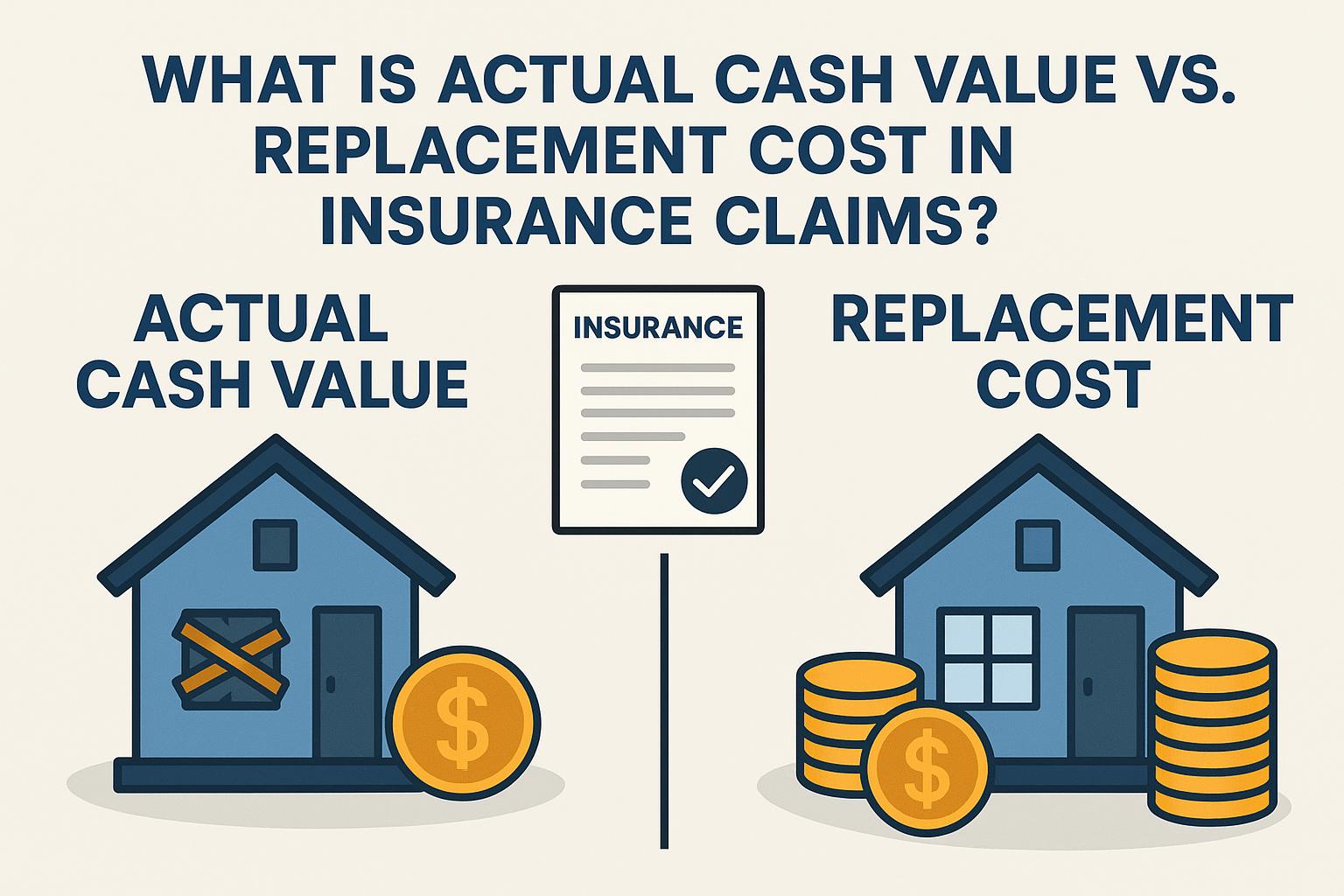 What is actual cash value vs. replacement cost in insurance claims?